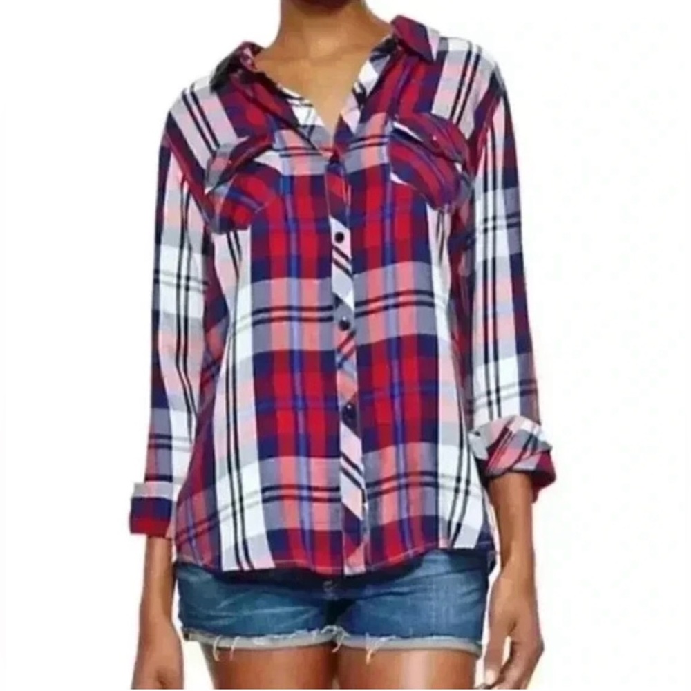 Rails The Carmen Women’s Red and Blue Plaid Button-Down Shirt in XS